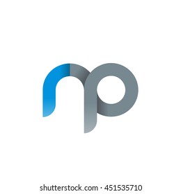 initial letter rp modern linked circle round lowercase logo blue gray