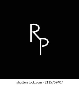 Initial letter RP PR minimalist concept logo, black and white.