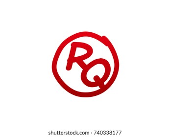 The initial letter RQ handwritten logo