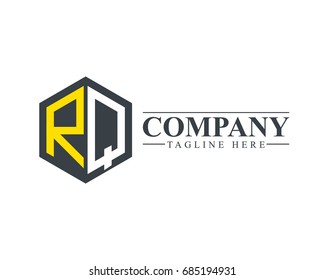 Initial Letter RQ Hexagonal Design Logo