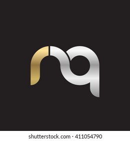 initial letter rq linked round lowercase logo gold silver black background