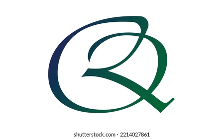 initial letter RQ logotype company name colored blue and grey swoosh design. vector logo
