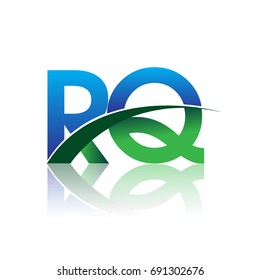 initial letter RQ logotype company name colored blue and green swoosh design. vector logo for business and company identity.
