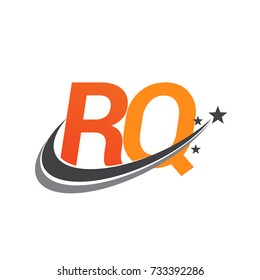 initial letter RQ logotype company name colored orange and grey swoosh star design. vector logo for business and company identity.