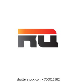 Initial letter RQ, straight linked line bold logo, gradient fire red black colors