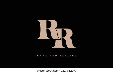 Letra inicial alfabeto RR icono vectorial mínimo