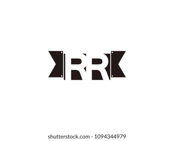 Initial letter rr black ribbon logo design