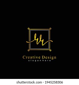 Initial letter RR calligraphy handwritten logo. Handwritten alphabet in the logo template. Letters and Alphabet for your logo design.