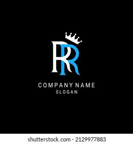letra inicial rr con diseño vectorial del logotipo de la corona