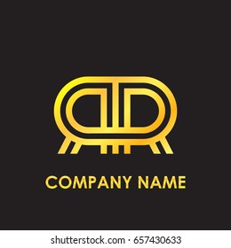 Initial letter RR elegant gold reflected lowercase logo template in black background