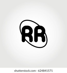 initial letter rr logo black on white background