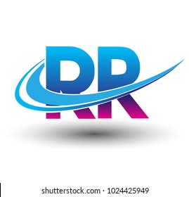 initial letter RR logotype company name colored blue and magenta swoosh design. vector logo for business and company identity.
