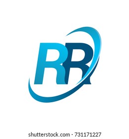 initial letter RR logotype company name colored blue swoosh design concept. vector logo for business and company identity.