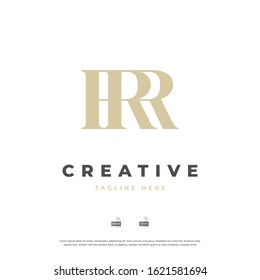 Initial letter RR, R uppercase modern logo design template elements. Gold letter Isolated on white background. can be used for business, consulting group company.