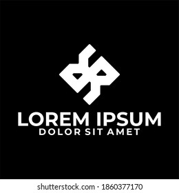 Initial letter RR, RS or SR logo template with geometric diamond square shape illustration in flat design monogram symbol