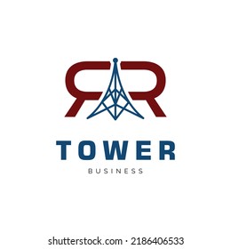 Initial letter RR tower icon logo design inspiration