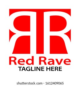 Initial Letter RR With Word Red Rave Logo Icon Vector Illustration Isolated On White Background.