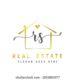 Initial letter RS calligraphy handwritten Real estate logo concept. Handwritten alphabet in the logo template. Letters and Alphabet for your logo design.