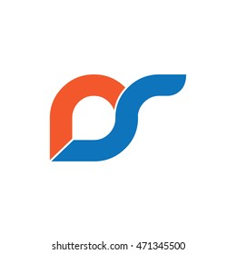 Initial Letter RS DR DS Linked Circle Lowercase Logo Orange Blue