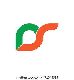 Initial Letter RS DR DS Linked Circle Lowercase Logo Green Orange