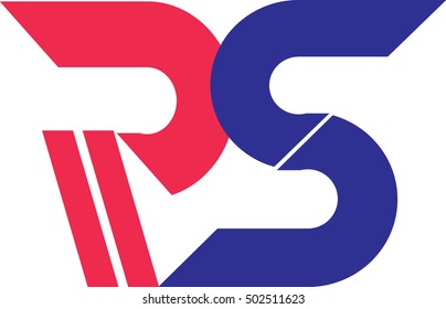 initial letter RS linked design logo blue red