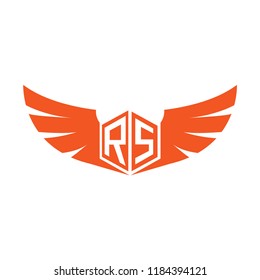 Initial Letter RS Logo Design with Wings