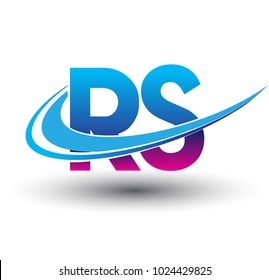 initial letter RS logotype company name colored blue and magenta swoosh design. vector logo for business and company identity.
