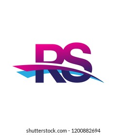 initial letter RS logotype company name colored blue and magenta swoosh design. vector logo for business and company