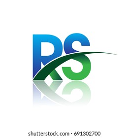 initial letter RS logotype company name colored blue and green swoosh design. vector logo for business and company identity.
