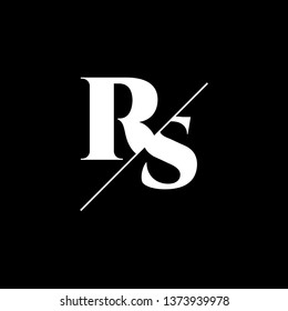 Initial Letter RS Monogram Sliced. Logo template isolated on black background