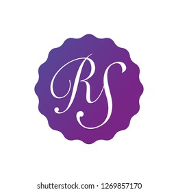 Initial letter RS in the purple gradient badge, vector illustration isolated on white background. clean design.