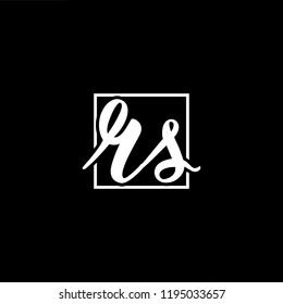 Initial letter RS SR minimalist art monogram shape logo, white color on black background