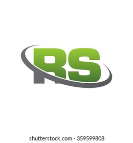 initial letter RS swoosh ring company logo green gray