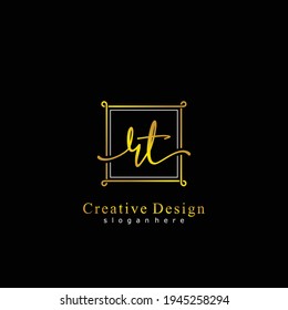 Initial letter RT calligraphy handwritten logo. Handwritten alphabet in the logo template. Letters and Alphabet for your logo design.