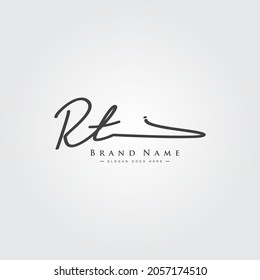 Initial Letter RT Logo - Hand Drawn Signature Logo