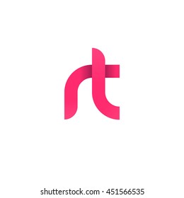 initial letter rt modern linked circle round lowercase logo pink