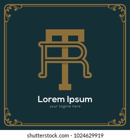 initial letter rt vintage style