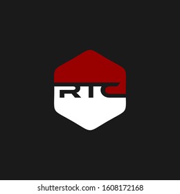 Initial letter RTC, overlapping movement swoosh horizon logo company design inspiration in red and dark blue color vector