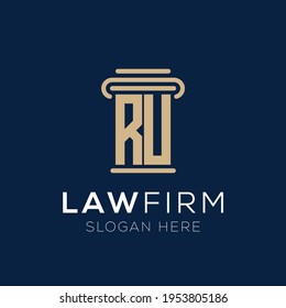 Initial letter RU for Law And Attorney Firm Logo Vector Design Template