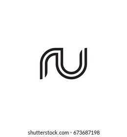 Initial letter ru, linked outline rounded lowercase, monogram black