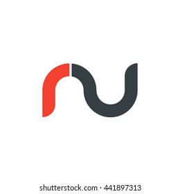 initial letter ru linked round lowercase logo red