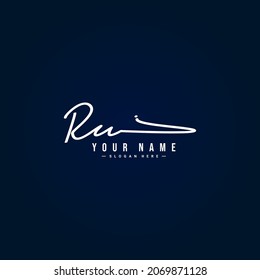 Initial Letter RU Logo - Hand Drawn Signature Logo