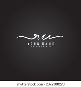 Initial Letter RU Logo - Handwritten Signature Logo