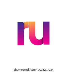 Initial Letter RU Logo Lowercase, magenta and orange, Modern and Simple Logo Design.