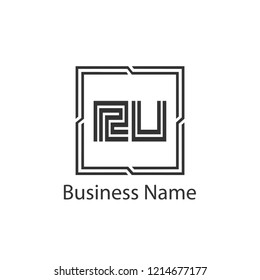 Initial Letter RU Logo Template Design