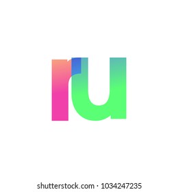 Initial Letter RU Lowercase Logo green, pink and Blue, Modern and Simple Logo Design.