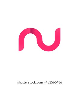 initial letter ru modern linked circle round lowercase logo pink