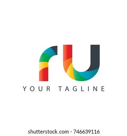 Initial Letter RU Rounded Design Logo