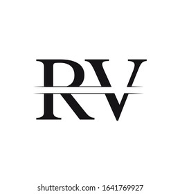 Initial Letter RV Linked Logo Vector Template. RV Logo Design