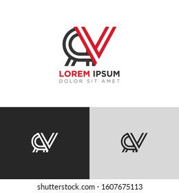 Initial Letter RV linked uppercase overlap modern logo design template. Suitable for business, consulting group company